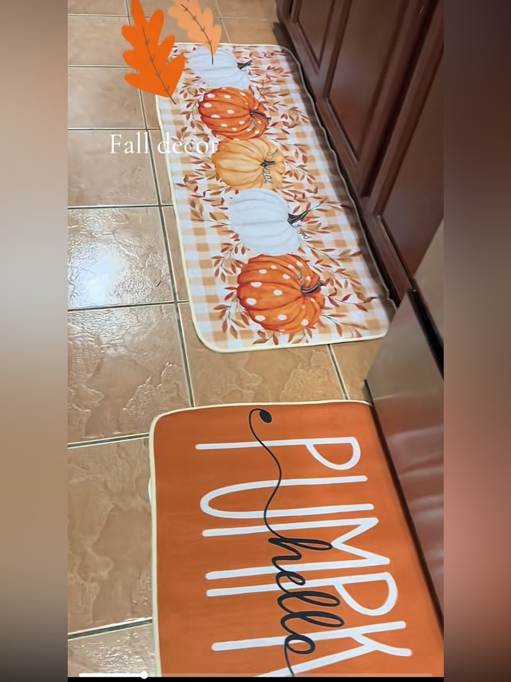 Pumpkin Kitchen Runner Rug - Fall Décor Orange White